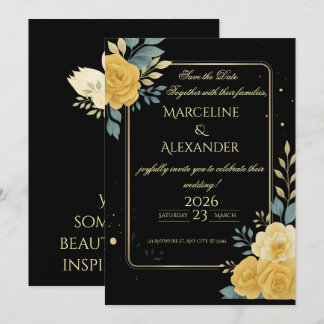 Invitation botanique personnalisée Émeraude et Ivo