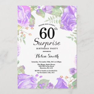Invitation Botanique Purple Floral Surprise 60e anniversaire