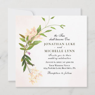Invitation Botanique rose pâle Floral Mariage chrétien