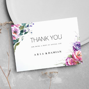 Invitation Botanique rose violet corail vert flore Merci