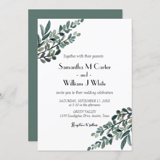 Invitation Botanique rustique Eucalyptus verdure