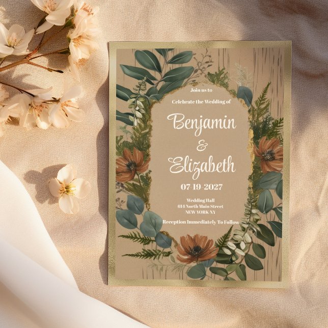 Invitation Botanique rustique Mariage floral (Botanical rustic woodland floral Wedding)