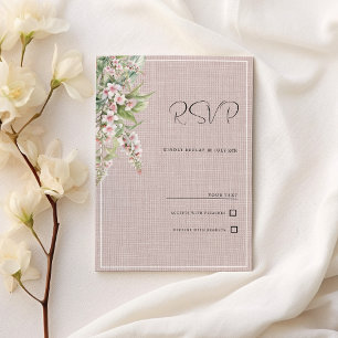 Invitation Botanique rustique rousse menthe rose floral RSVP