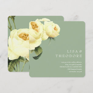 Invitation Botanique Sage Jellow Vintage rose Mariage