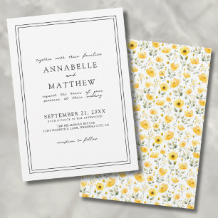 Invitation Botanique simple Fleur sauvage jaune Mariage Boho