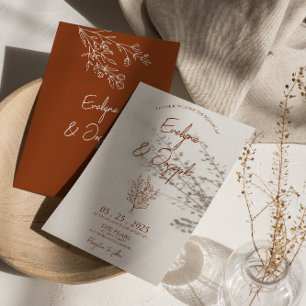 Invitation Botanique Terracotta Floral Boho Mariage tendance