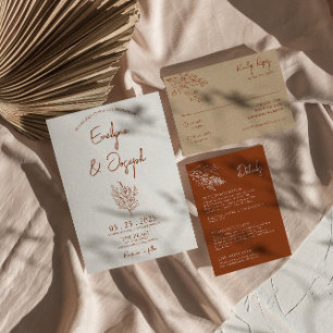 Invitation Botanique Terracotta Floral Boho Mariage unique