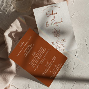 Invitation Botanique Terracotta Floral Tout en un Mariage