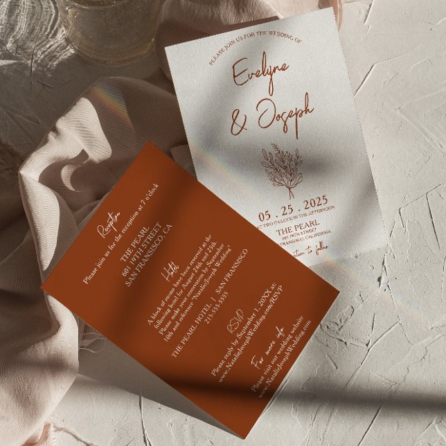 Invitation Botanique Terracotta Floral Tout en un Mariage (Créateur téléchargé)