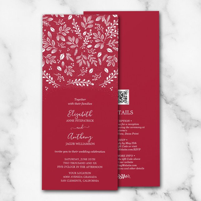 Invitation Botanique Tout en une canneberge Mariage Invitatio (Créateur téléchargé)