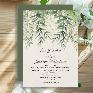 Invitation Botanique Verdure Aquarelle Feuille Mariage