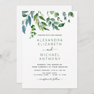 Invitation Botanique Verdure Foliage Mariage d'aquarelle