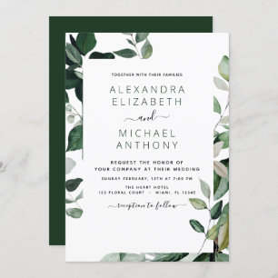 Invitation Botanique Verdure Foliage Mariage d'aquarelle