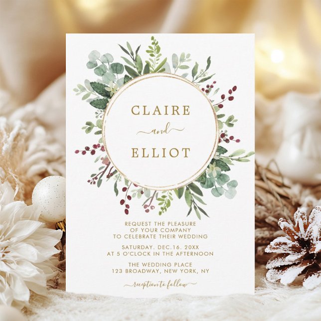 Invitation Botanique Verdure Noël Vacances Mariage d'or (Créateur téléchargé)