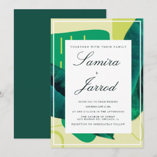 Invitation Botanique vert Jaune Organique Mariage de collage