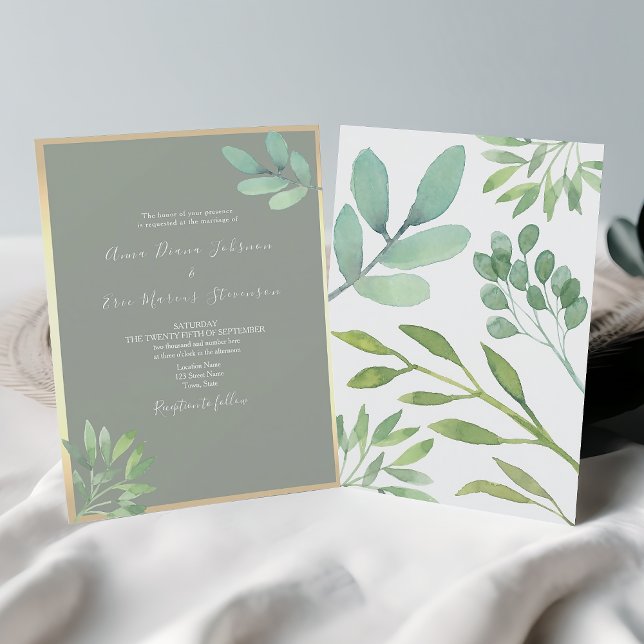 Invitation botanique verte sauge moderne (Créateur téléchargé)