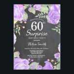 Invitation Botanique Violet Floral Surprise 60e anniversaire<br><div class="desc">Botanique Purple Floral Surprise 60e Anniversaire Invitation. Floral Pink Peonies Invitation d'anniversaire pour les femmes. Fleur florale aquarelle. Elégante Rose rose et Fleurs de pivoine. Anniversaire adulte. Arrière - plan de tableau de bord. Noir et blanc. 13ème 15ème 16ème 18ème 20ème 21ème 30ème 40ème 50ème 60ème 70ème 80ème 90ème 100ème,...</div>