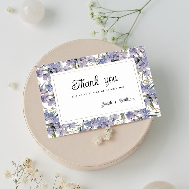 Invitation Botanique violet orange rose Merci floral (Botanic purple orange pink gold floral Thank You )
