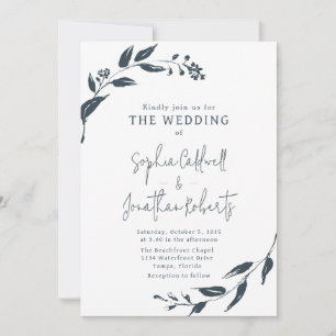 Invitation Botaniques à charbon tendance QR Code Mariage