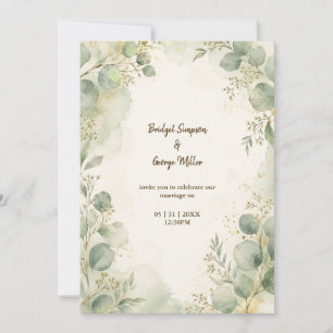 Invitation Botaniques de mariage romantiques à la sauge et à