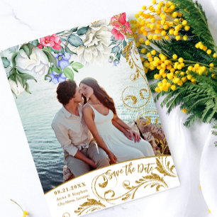 Invitation Botaniques Faux Gold Parties scintillant Fils Sauv