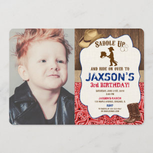 Invitation Botte casquette bottes rustique garçon photo d'ann