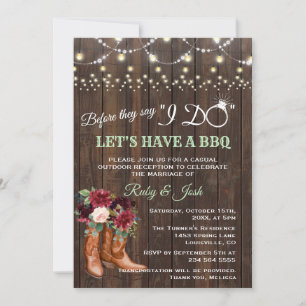 Invitation Botte Chic Burgundy Floral avant de faire BBQ