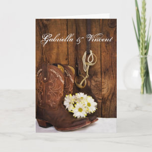Invitation Botte de cowboy, Daisy Horse Bit Mariage de l'Oues