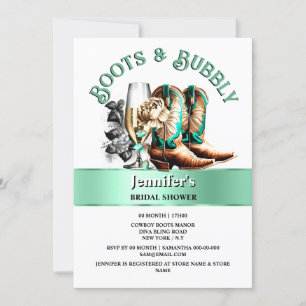 Invitation Botte de cowboy de l'Ouest brun turquoise
