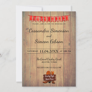 Invitation Botte de cowboy en bois, Danse Jour de mariage rus