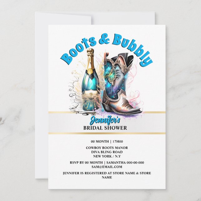 Invitation Botte de cowboy occidental brillant chic (Devant)