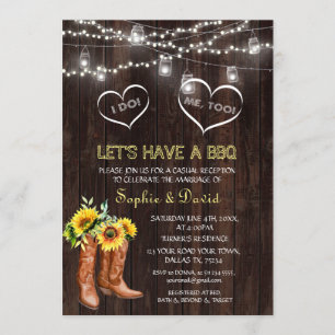 Invitation Botte de cowboy occidentale tournesol I DO BBQ