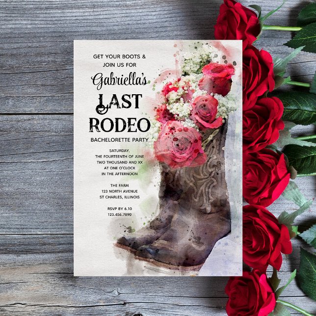 Invitation Botte de Cowboy rose Dernière Rodéo Bachelorette P (Créateur téléchargé)