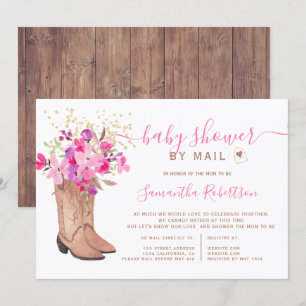 Invitation Botte de cowboy rustique baby shower floral par co