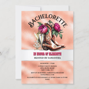 Invitation Botte de cowboy western bottes magenta pêche bubbl