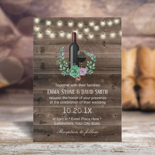 Invitation Botte de vin rustique éclaire un mariage élégant
