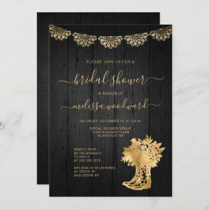 Invitation Botte en bois rustique dentelle Fête des mariées e