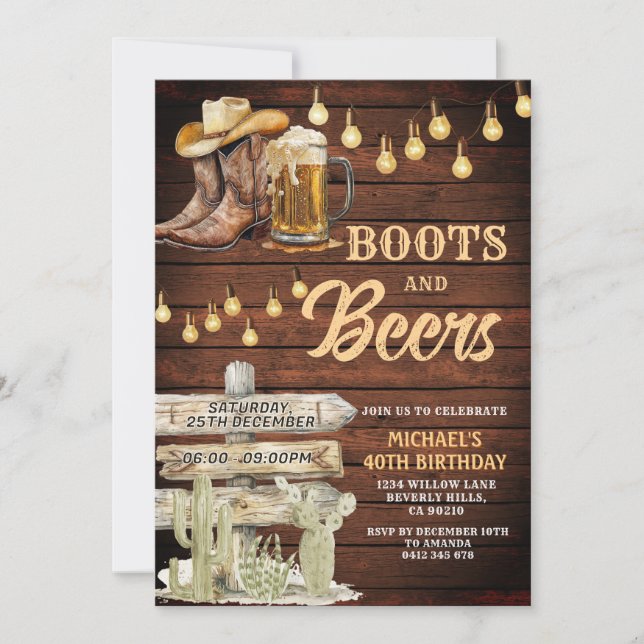 Invitation Botte et bières Boot et bières Boot et bière pour  (Devant)