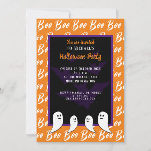 Invitation Botte orange violet noire fantôme d'Halloween