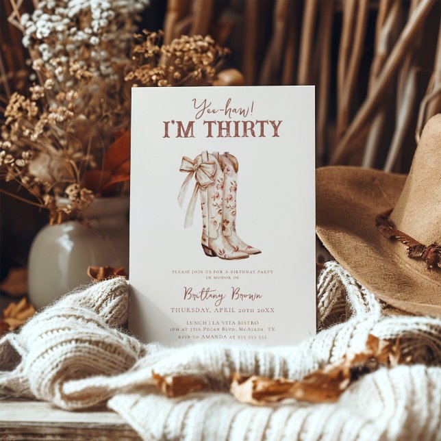 Invitation Botte rose florale Bottes de cow-boy Western 30e a (Créateur téléchargé)