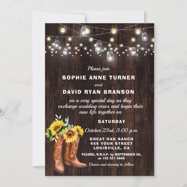 Invitation Botte Russe Western Cowboy Mariage (Devant)