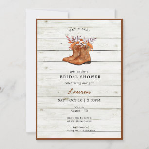 Invitation Botte rustique Cowboy douche nuptiale