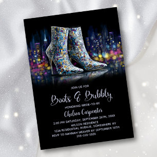 Invitation Bottes à paillettes élégantes et fête de mariage p
