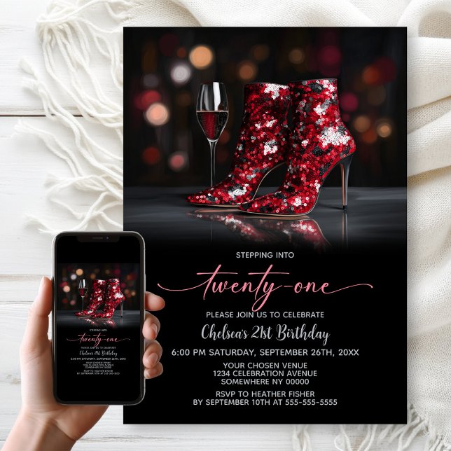 Invitation Bottes à paillettes rouges Fête d'anniversaire des (Créateur téléchargé)