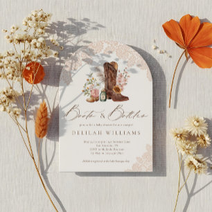 Invitation Bottes & Bouteilles Baby shower Occidental Pink Co