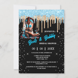Invitation Bottes bulle cowboy botte parties scintillant bril