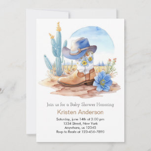Invitation Bottes Cowboy et Baby shower Casquette