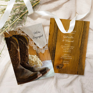 Invitation Bottes Cowboy et dentelle Western Engagement Party