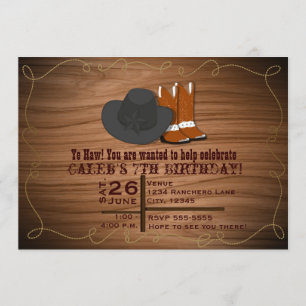 Invitation Bottes de corde et chapeau de Western s