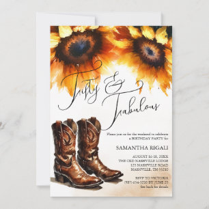 Invitation Bottes de cow-boy de tournesol jaune 50e anniversa
